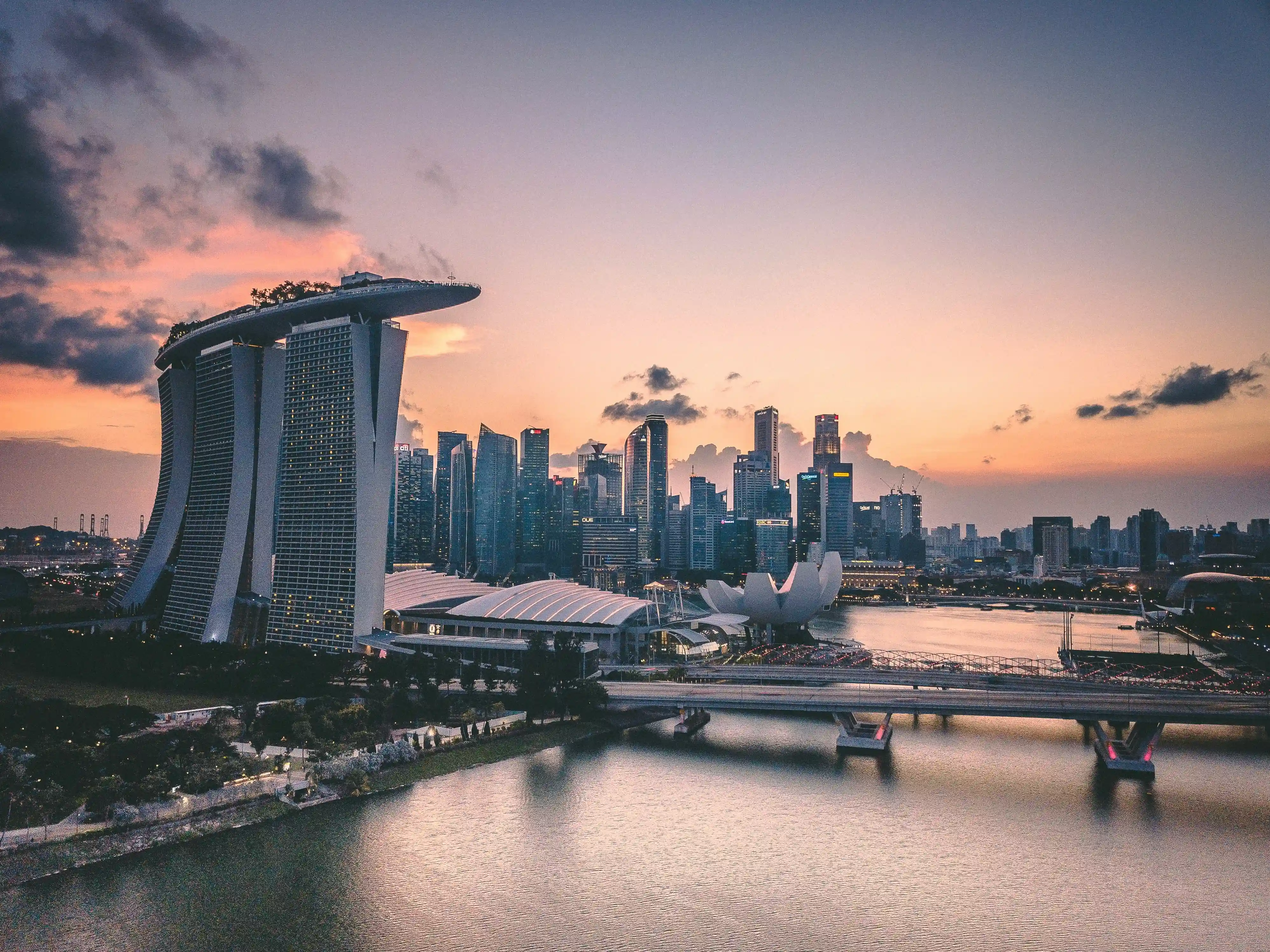 Aerial view of Singapore Marina Bay Sands