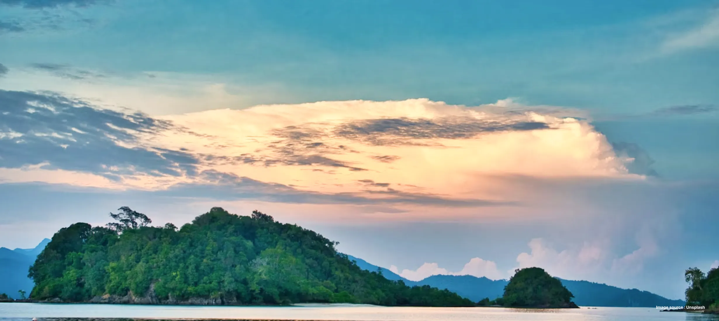 sunset view of the andaman's iconic green hill scenery