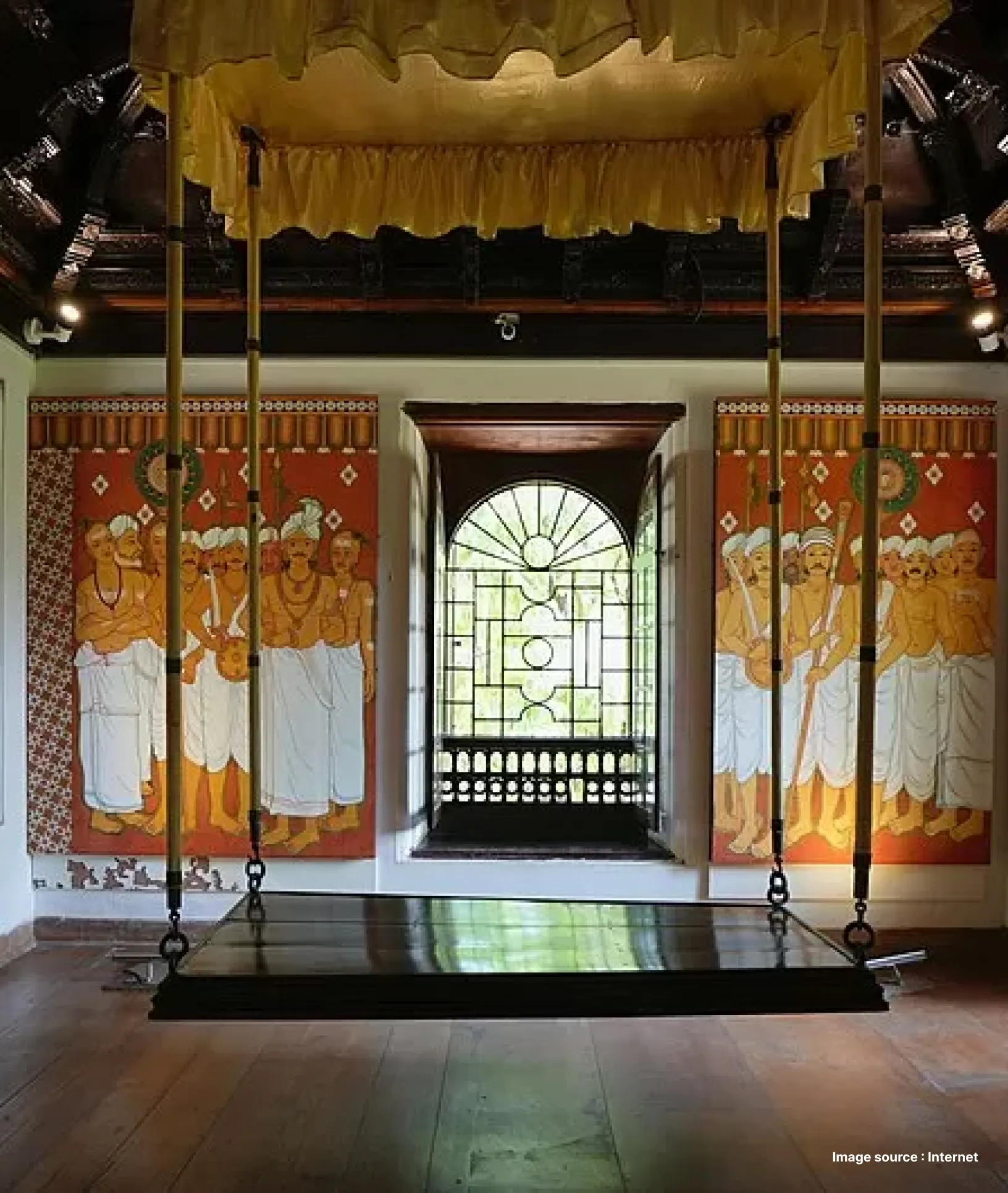 intricate paintings in the interior view of the mattancherry palace in kochi