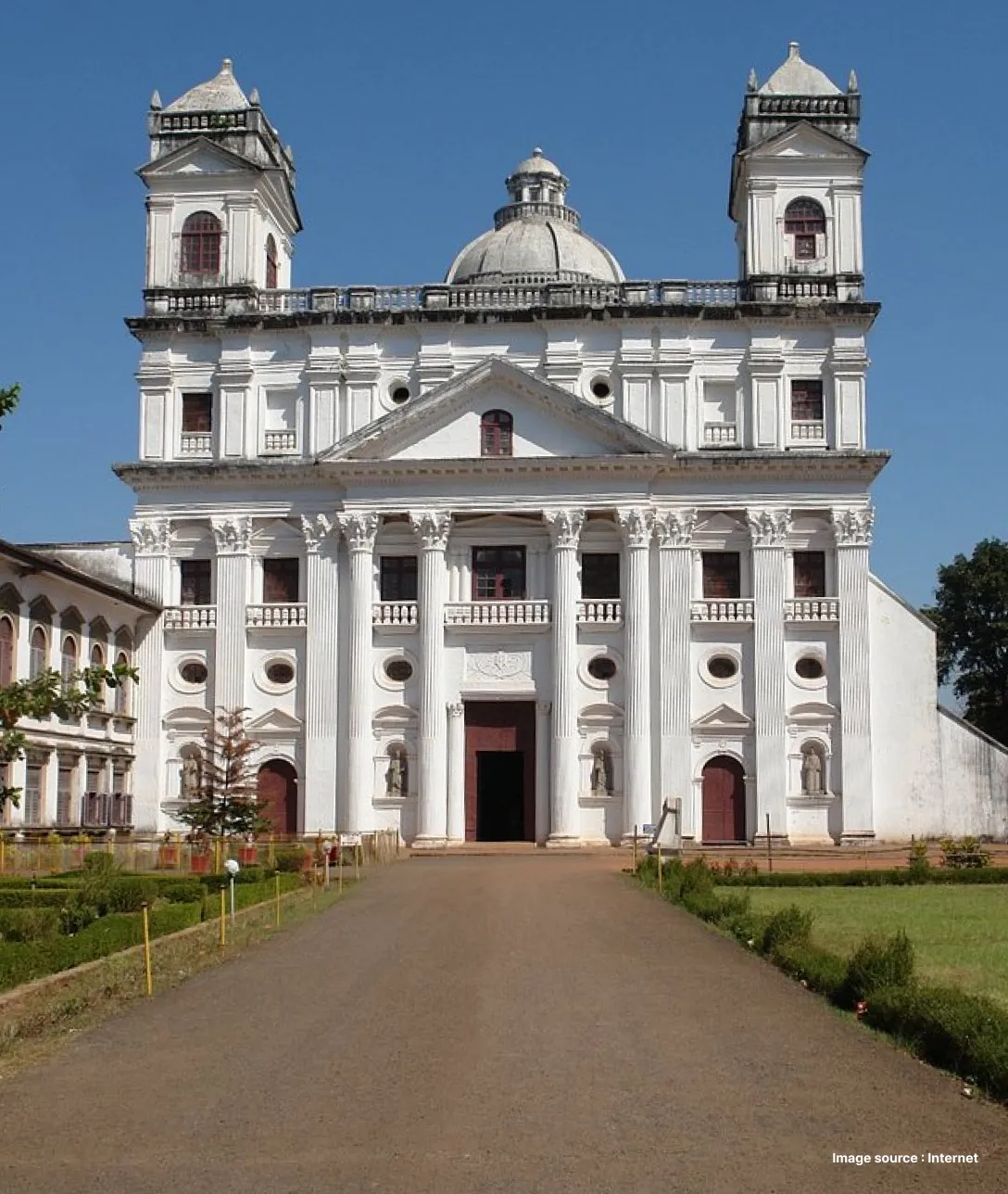 an ancient cathedral in goa with gothic architecture