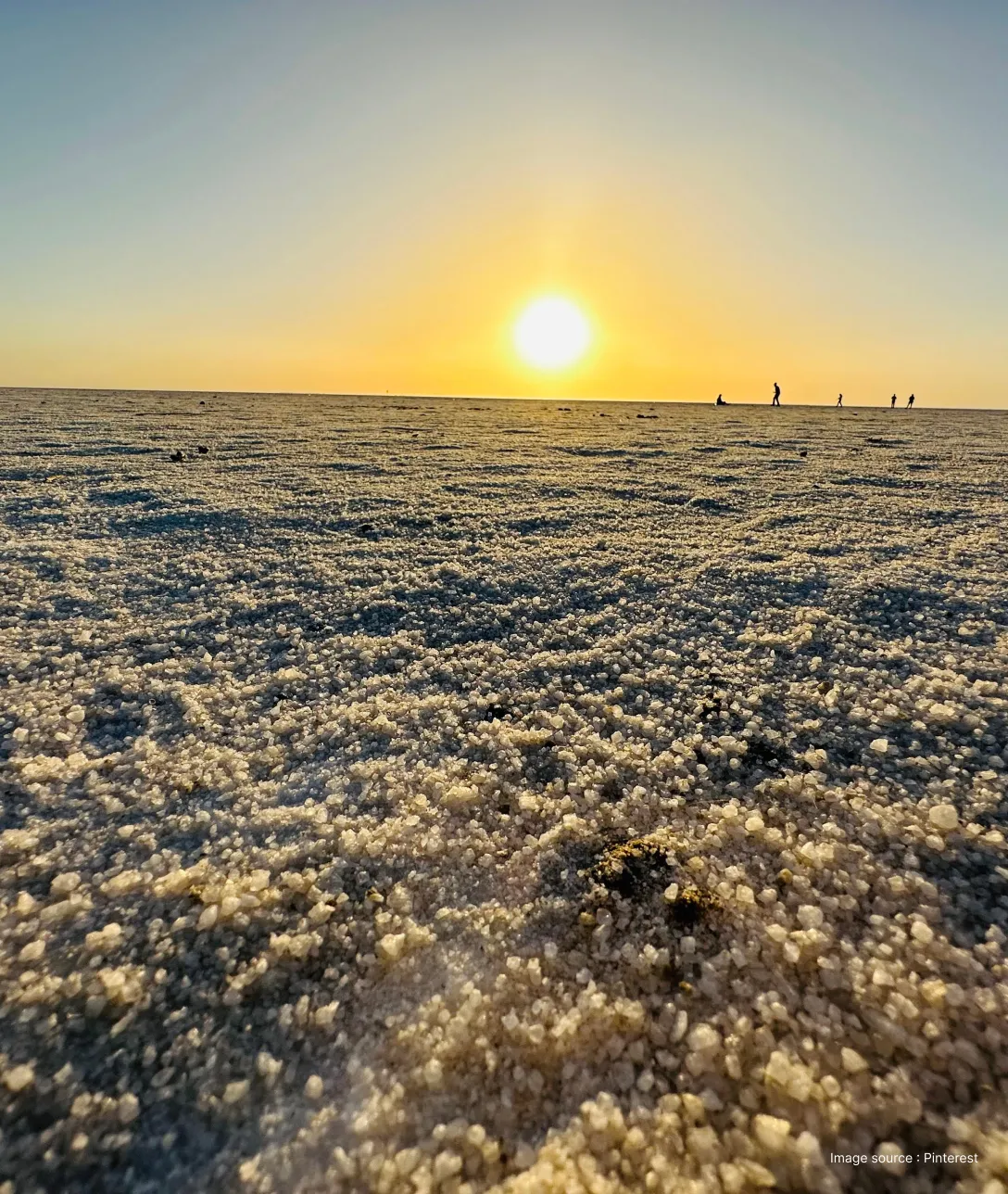 close up of the great rann of kutch desert sand, glowing in sunset