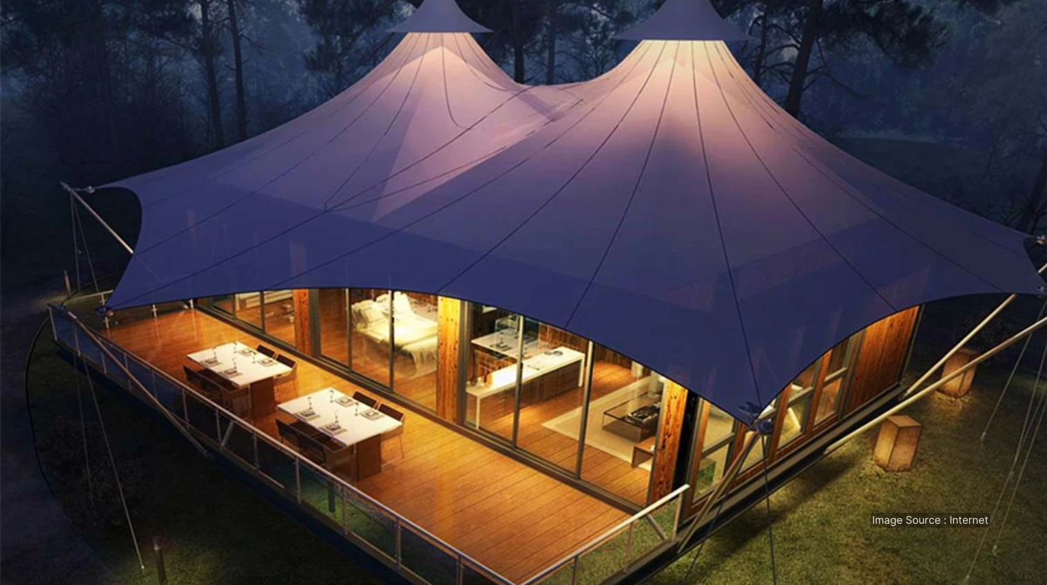 32011 A - luxury safari tent at dusk - private luxury safari