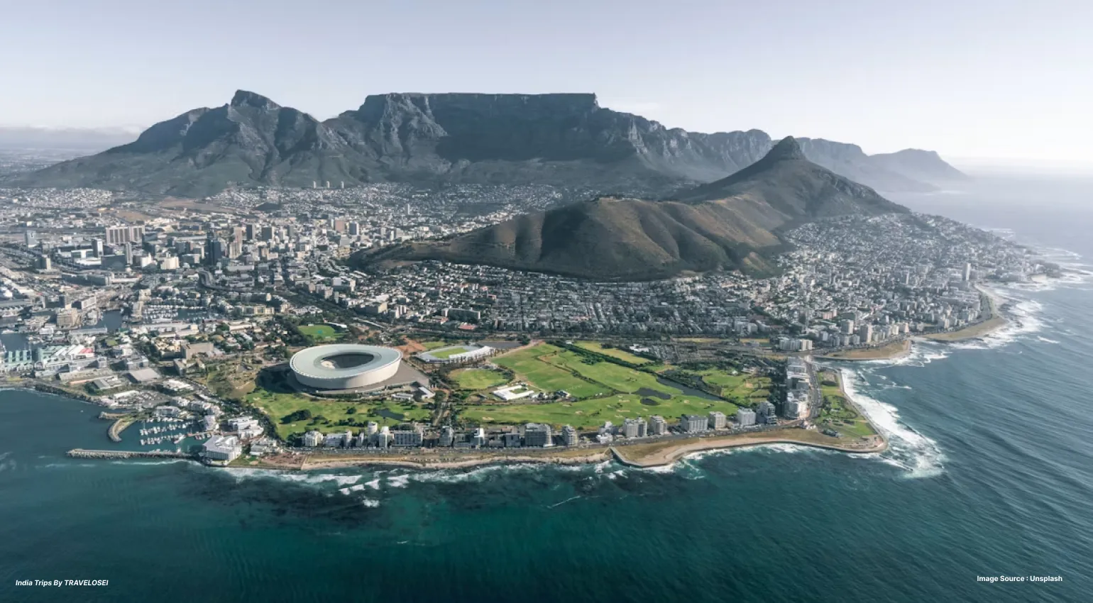 An image of South Africa from an overhead shot