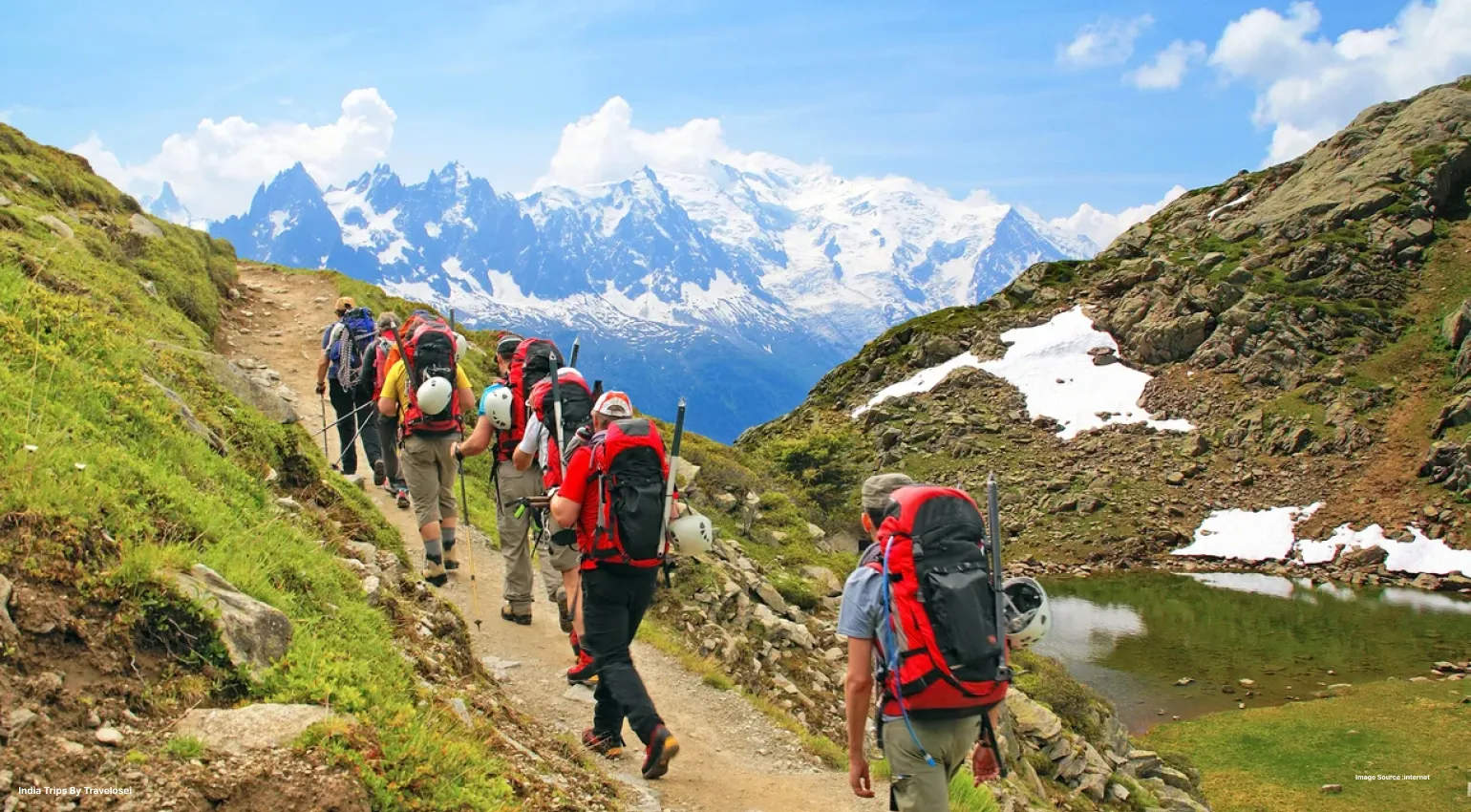people trecking on a mountain