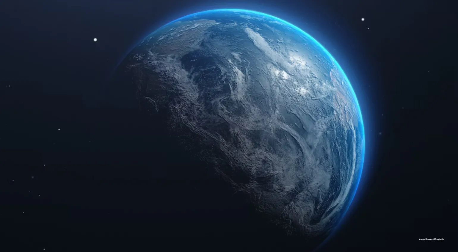 an outerspace click of the earth, with one half bright with sunlight