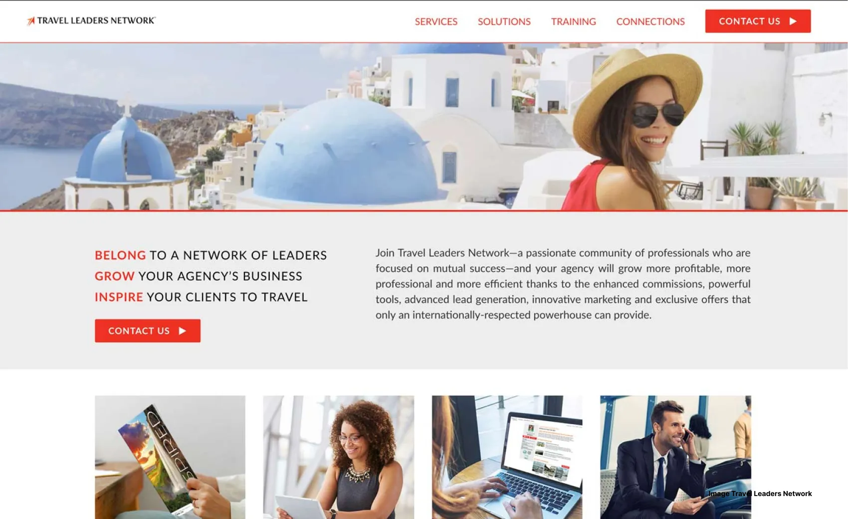 website snapshot of travel leaders network 