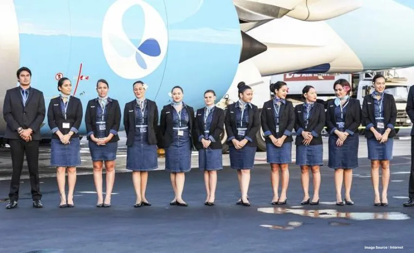 the onboard crew for french bee airlines