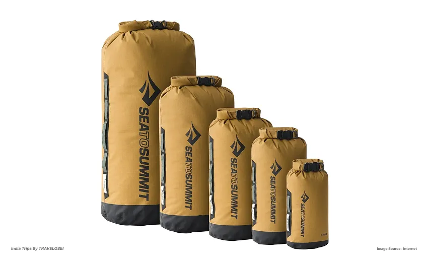 An Image of Sea Summit dry bags against a white background with the height order of tallest to shortest