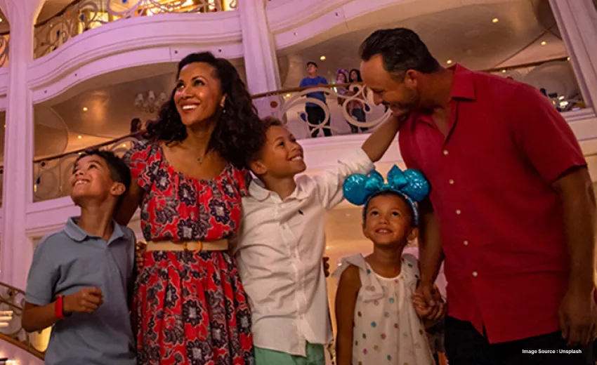 A family enjoying their time at Disney cruise ship