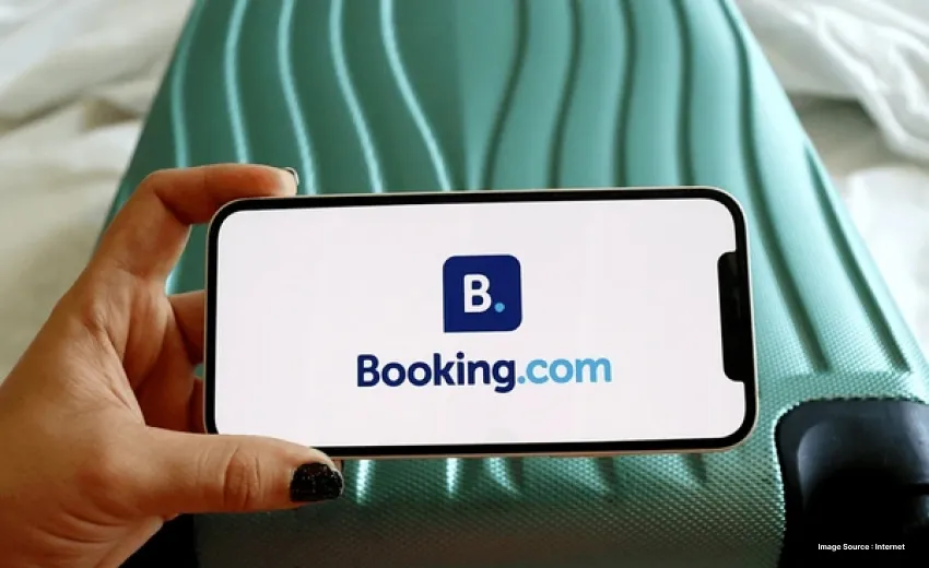 The booking.com application on someone's mobile screen