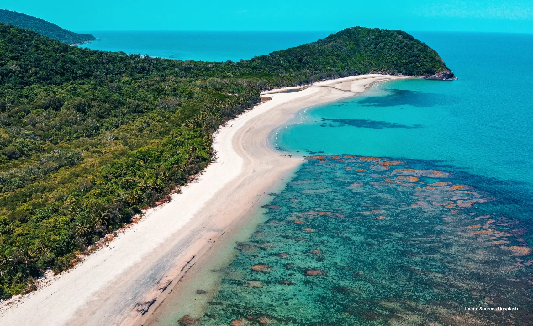 aerial view of the daintree rainforest with dense green jungles by the coast