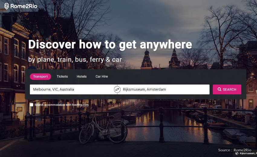 Desktop app of Rome2Rio travel route planner