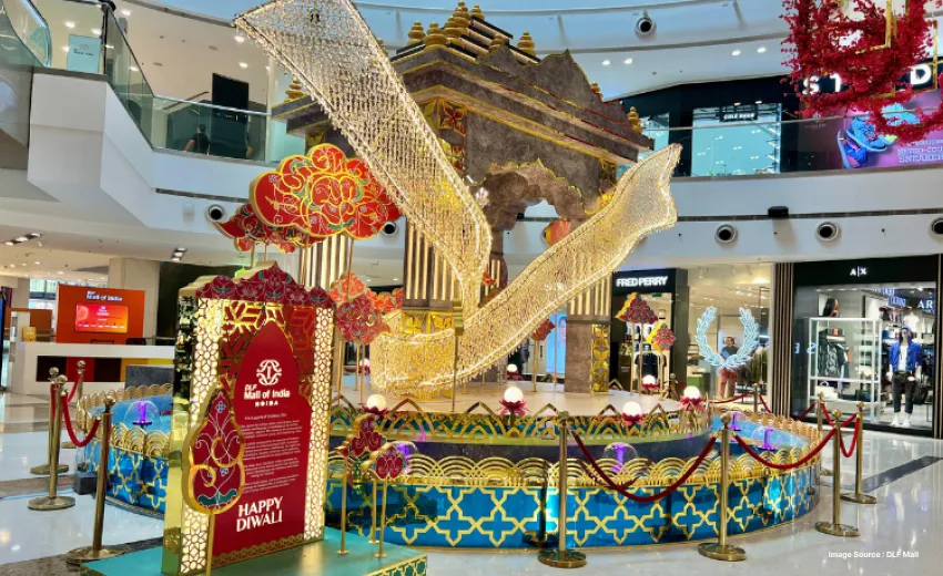 A mall decorated for diwali and diwali sales special