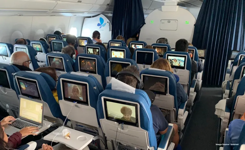 french bee airlines passengers enjoying inflight entertainment