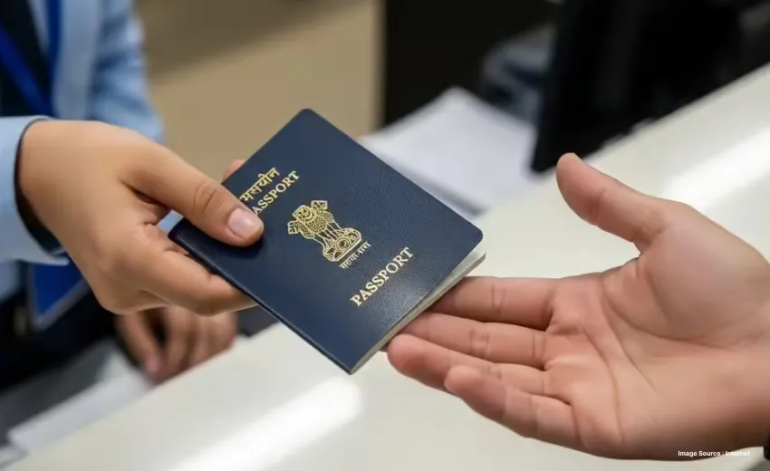 Someone handing someone a passport