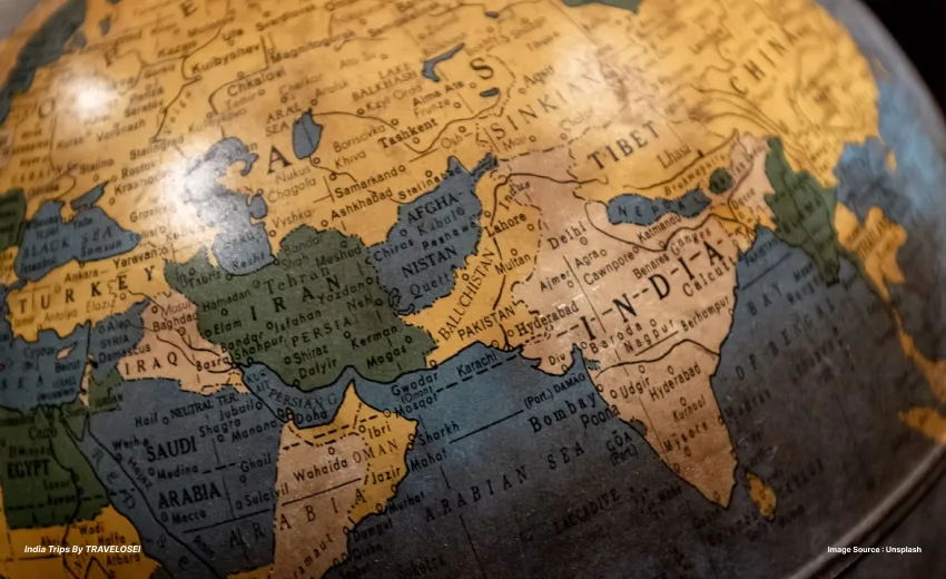 A picture of the globe focusing on India and showing the Indian map.