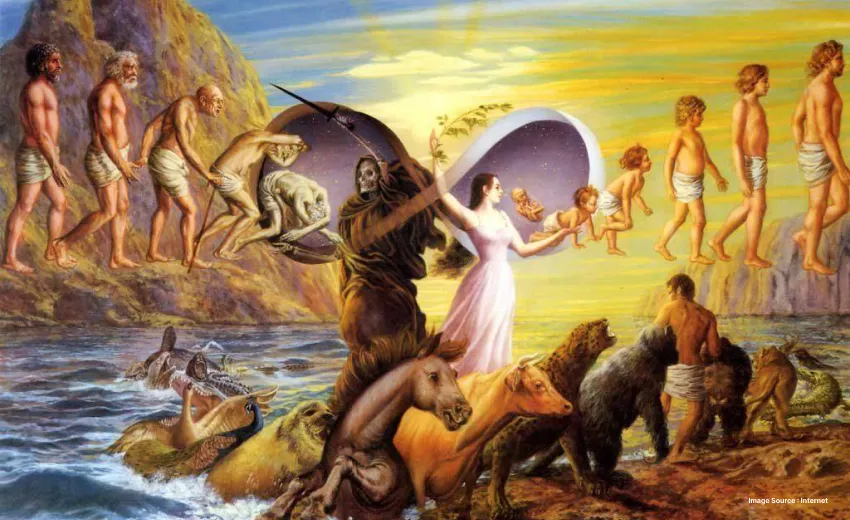 a depiction of reincarnation and the cycle of karma