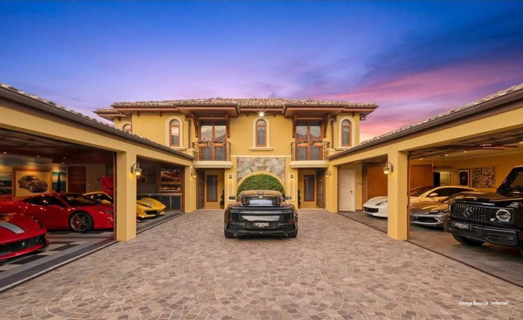 a collection of luxury and supercars in a premium looking house garage