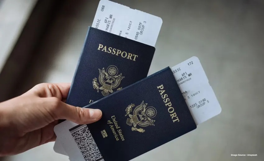 Passports with boarding passes ready for international travel