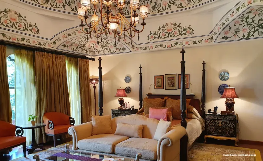 Elegant heritage-style luxury suite with ornate interiors