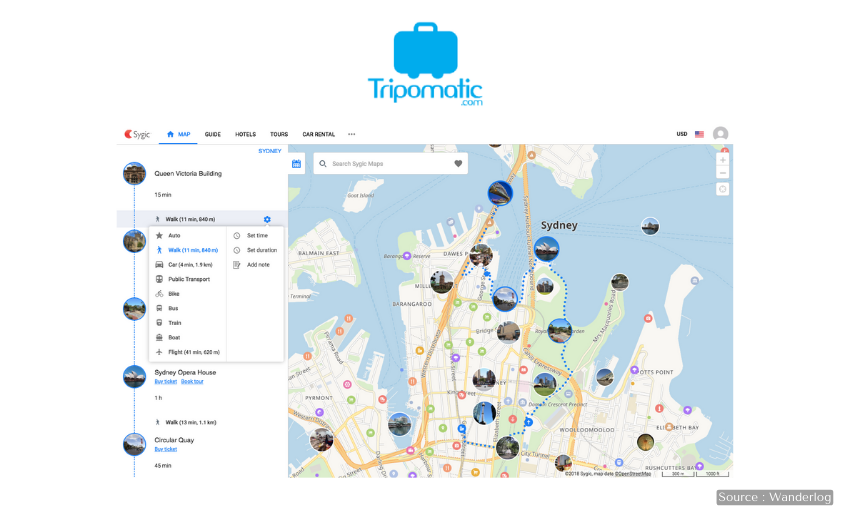 Screenshots of Tripomatic Offline Travel app