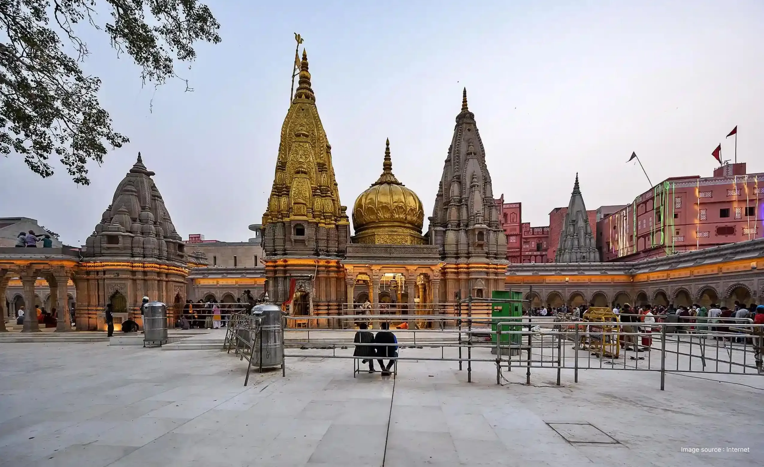 the golden spire and dome of varanasi's ancient kashi vishwanath temple