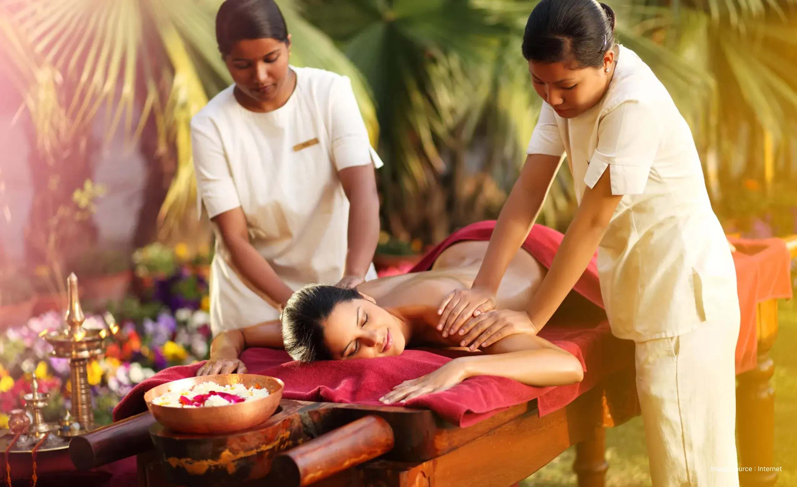traditional indian ayurvedic massage in a relaxing setting