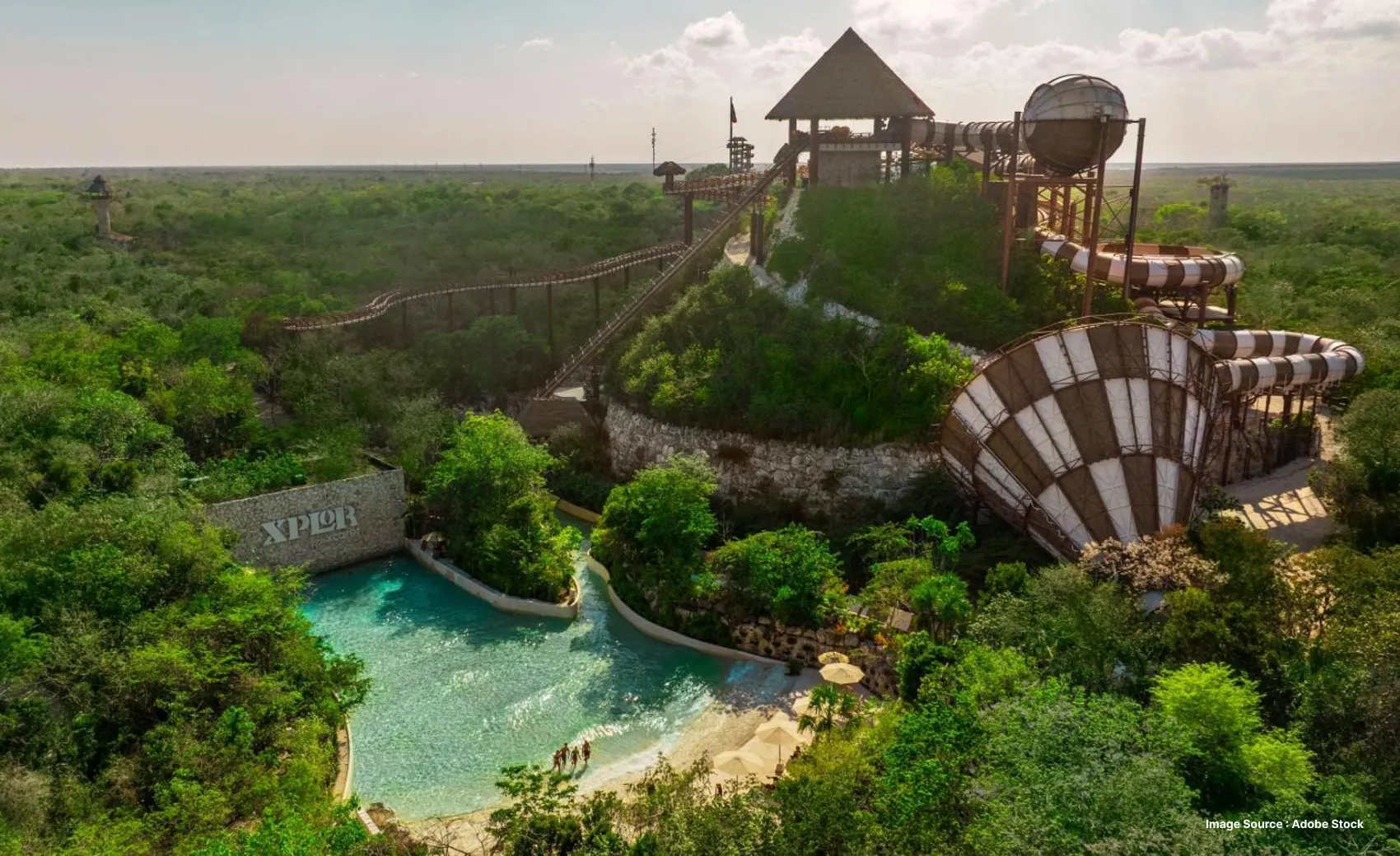 aerial shot of slides surrounded by dense green jungles