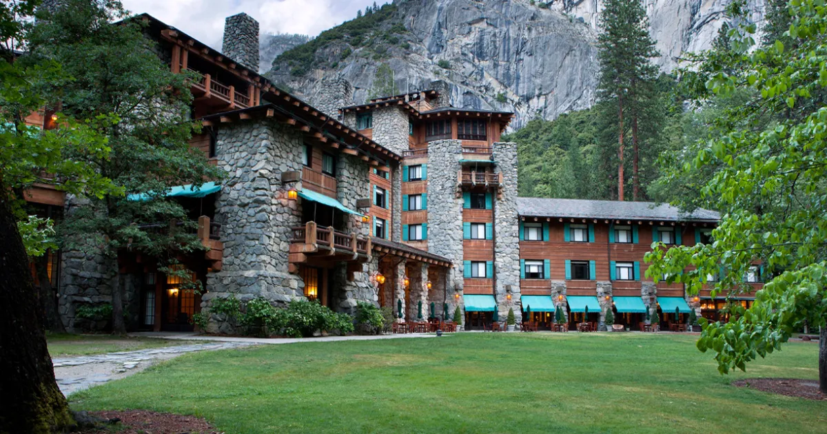 the stone architecture of the ahwanee hotel in the yosemite national park