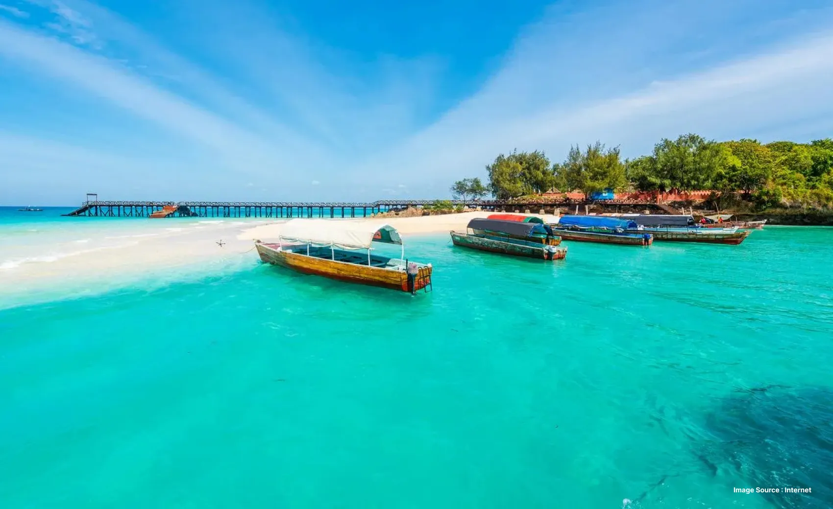 gorgeous shot of a beach with colorful boats