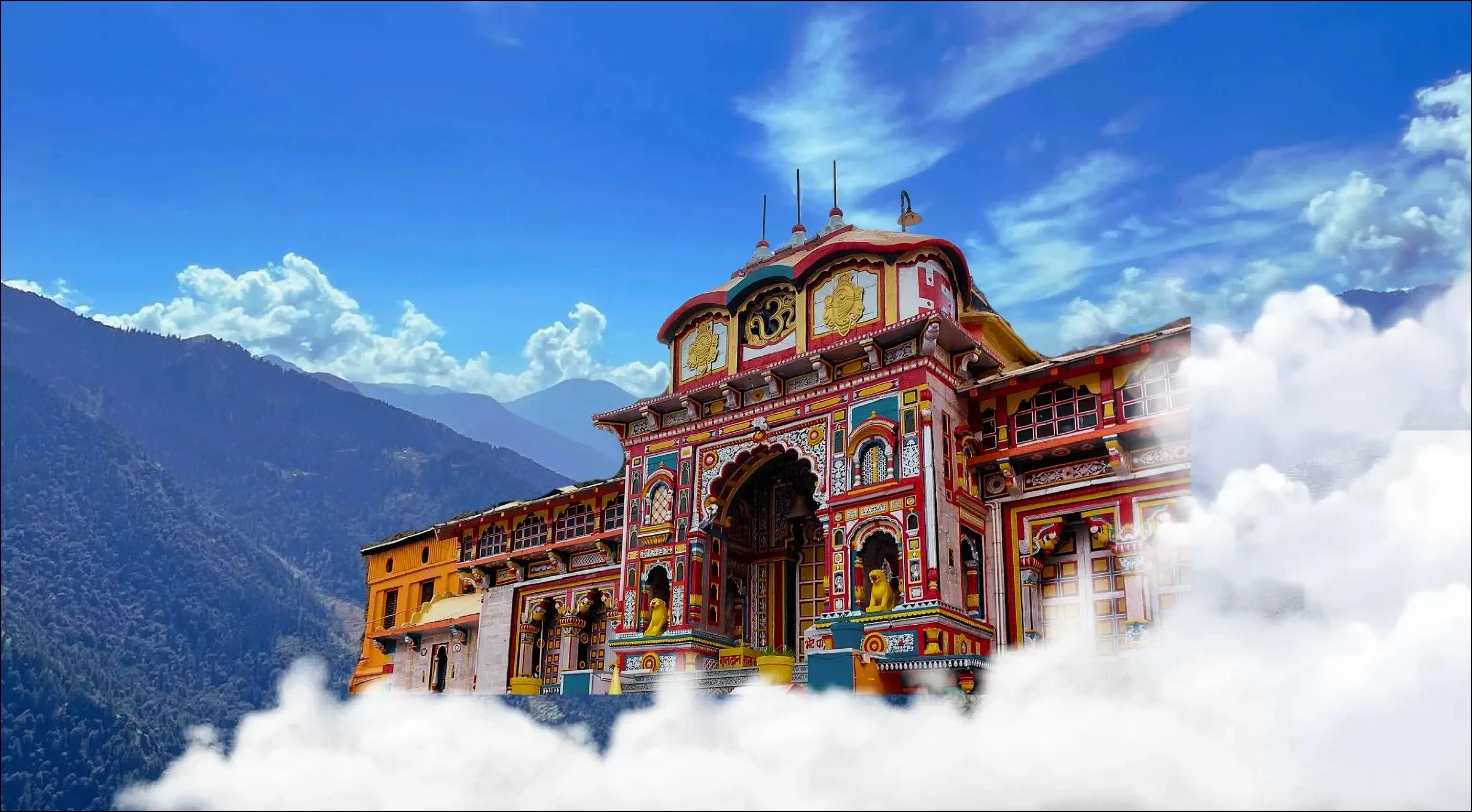 view of magnificent Kedarnath, an Indian temple situated in the Himalayas
