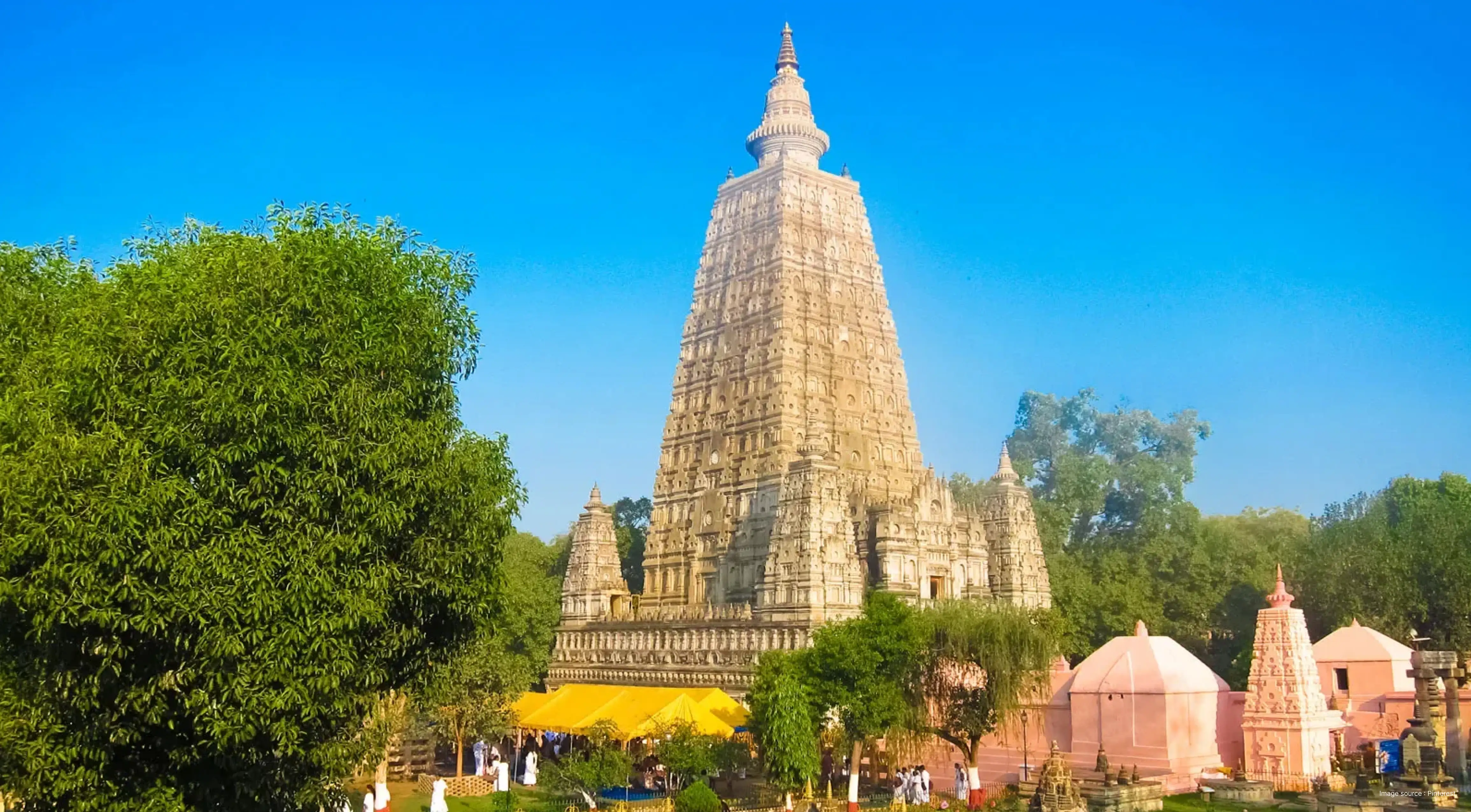 Mahabodhi Temple Bodh Gaya tour banner highlighting the sacred Buddhist pilgrimage destination