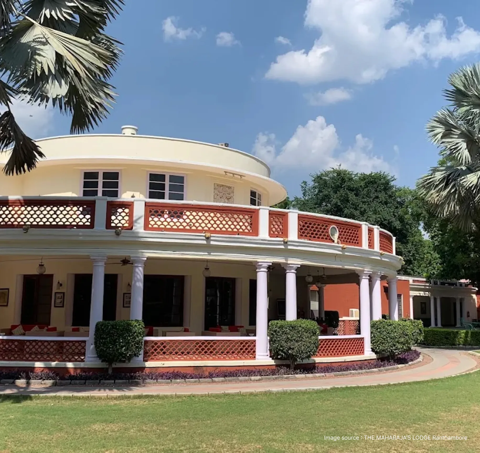 side view of a traditional indian bungalow style stay inranthambore