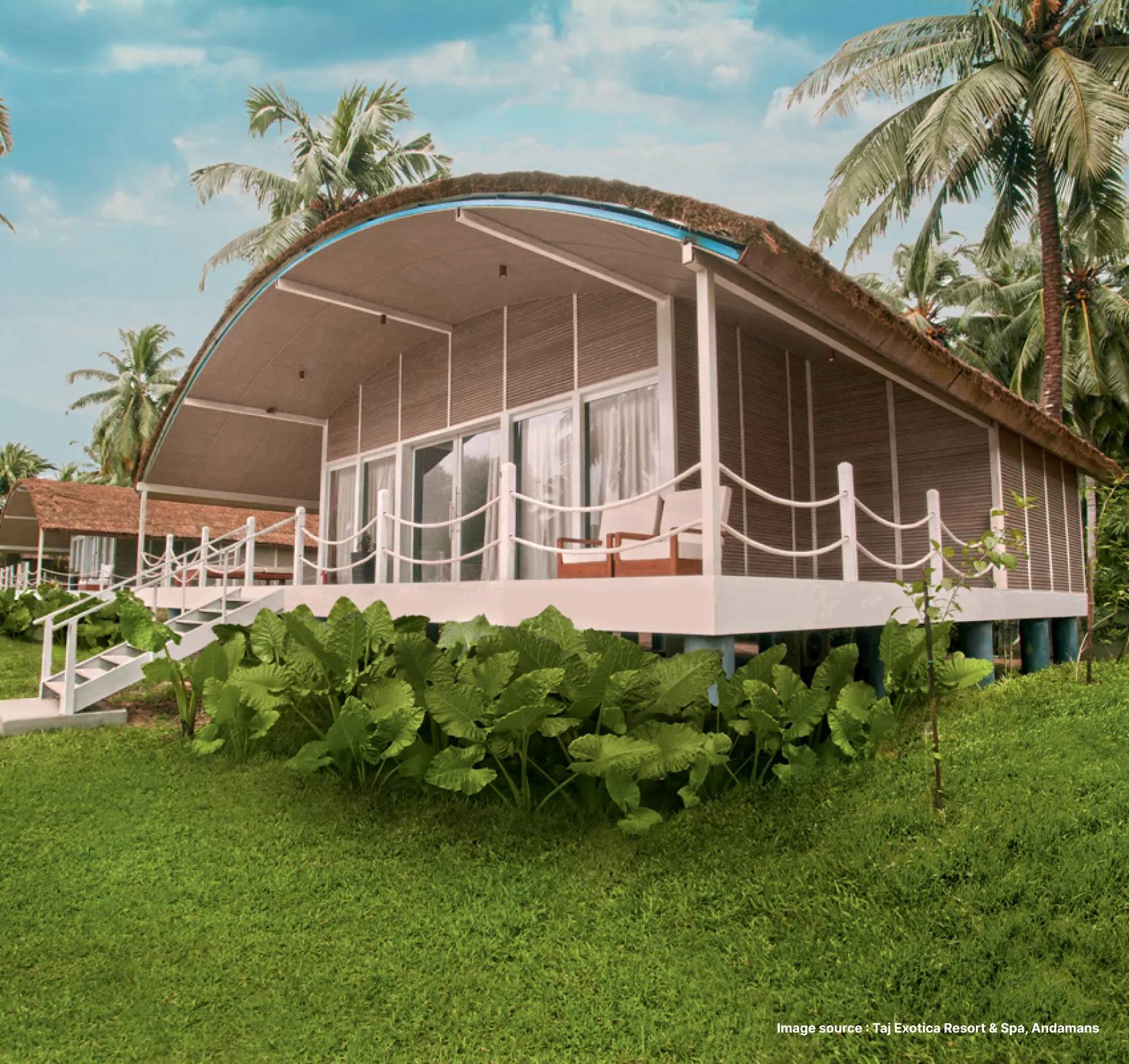 a modern unique curved rof style villa stay at taj exotica in andaman