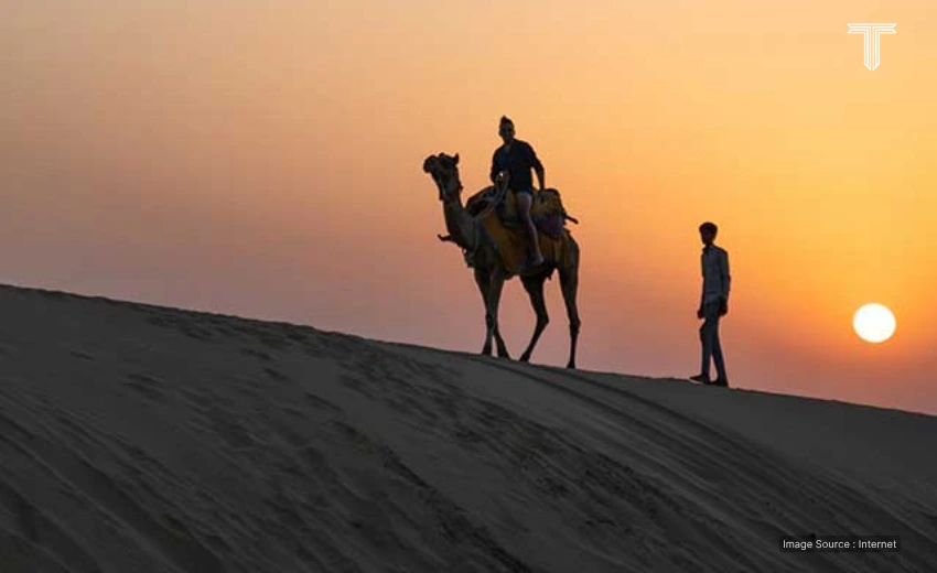 sunset camel safaris at rajasthan desert safari tour