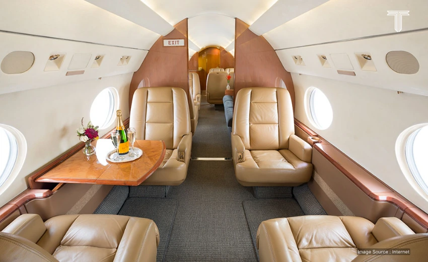 Luxurious interior of private jets