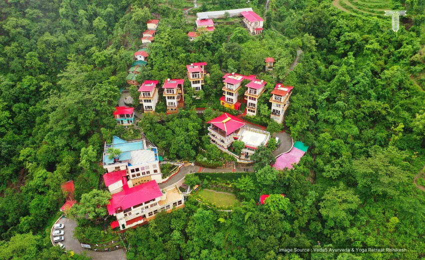Scenic wellness retreat with the best Ayurvedic retreat in India, having traditional treatments, herbal gardens, and tranquil natural scenery.