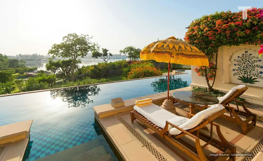 Jaipur Rambagh Palace, Taj Lake Palace Jaipur, Udaipur Udaivilas Hotel, Jodhpur Umaid Bhawan Palace, Delhi Leela Palace, Mumbai Oberoi Hotel -  Udaipur Udaivilas Hotel - travel packing tips